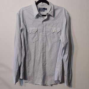 Polo by Ralph Lauren Authentic Western  men's shirt 100% cotton Large stripes 🔵